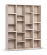 Boekenkast | 20 vakken | Kleur: beige | zeer stevige kast, ook bij zware belasting | Maten: 148,5 x 38 x 185 cm | 16 schappen | genoeg opbergruimte