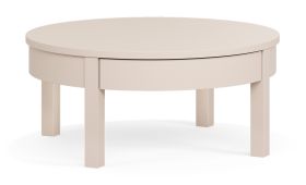 Salontafel | Kleur: beige | Rond | Poten: beukenhout | Maten: 80 x 80 x 35,5 cm | Breedte | Koffietafel | Klein opberglade