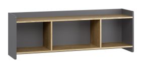 Hangende plank | kleur: eiken / grafiet | wandplank | drie ruime vakken | minimalistisch ontwerp | ABS randbescherming | voor in de woonkamer | afmetingen: 137 x 30 x 46 cm