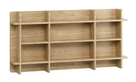 Hangrek / hangplank | Kleur: eiken | 9 legplanken | Wandplank | ideaal voor boeken of planten | Maten: 120 x 15 x 60 cm | ABS-randbescherming | veel opbergruimte