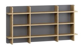 Wandplank | kleur: eiken / grafiet | 9 planken | hangplank | perfect voor boeken of planten | ABS randbescherming | afmetingen: 120 x 15 x 60 cm