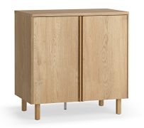 Ladekast / commode | klein | 2 deuren | kleur: eiken | 83 x 46 x 83 cm | Soft-Close functie | verstelbare schappen | handgrepen en poten: eiken | 5 vakken