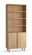 Boekenkast | 2 deuren | verstelbare schappen | 6 vakken | Soft-Close functie | 83 x 35 x 198 cm | voor de woonkamer | natuurlijke en tijdloze uitstraling