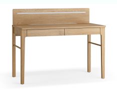 Bureau | 2 laden | kleur: eiken | 123 x 56 x 98 cm | magneetstrip voor het bevestigen van notities | 1 kabeldoorvoer opening | Soft-Close functie