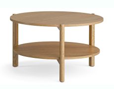 Salontafel | Rond | draaibaar tafelblad | Kleur: eiken | 70 x 70 x 41 cm | drie eikenhouten poten | afgeronde randen | minimalistisch en natuurlijk