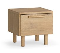 Nachtkastje | Massief eiken | 1 lade | Soft-Close functie | Compacte vorm | 43 x 35 x 40 cm | Afgeronde randen | Natuurlijk design