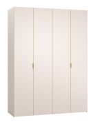 Vouwdeuren / kledingkast | Kleur: beige | Handgrepen: eiken | 3 lades | 3 kledingstangen | Maten: 180 x 57 x 241 cm | incl. LED verlichting met sensor