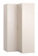 Hoekkledingkast met LED verlichting / Kleur: beige / 1 kledingstang / Soft-Close functie / 8 vakken / Maten: 105 x 103 x 206 cm / Handgrepen: beige