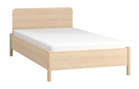 Stevig eenpersoonsbed met recht hoofdbord Aegir 33, in Scandinavisch design, kleur: eiken, incl. lattenbodem met band, matrasmaat: 120 x 200 cm, hoogwaardige materialen