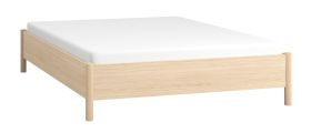Japandi-trend tweepersoonsbed Aegir 17, kleur: eiken, incl. lattenbodem, met lift-up-scharnieren, matrasmaat: 160 x 200 cm, vervaardigd uit hoogwaardige materialen