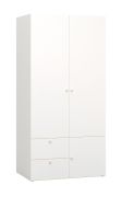 Kast met draaideuren / kledingkast Aenna 26, incl. LED verlichting, kleur: wit / indigo, maten: 202,5 x 100,5 x 60 cm, twee lades, zes vakken