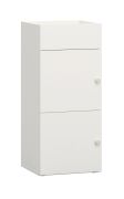 Smalle Ladekast "Aenna 123" met één deur en 2 vakken, ombouw, front en handgrepen: Wit, afmetingen: 90 x 40 x 34 cm, schap