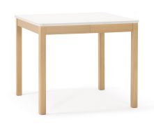 Uitschuifbare eettafel / kleur: alabaster wit / licht eiken / natuurlijke look / houten frame / vierhoekig / verlengbaar tot 130 cm / afmetingen: 90 x 90 cm