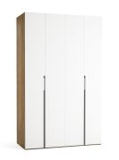 Vouwdeur / kleerkast | kleur: wit / eiken | 2 deuren | 3 laden | 140 x 60 x 225 cm | een kledingroede | incl. LED-verlichting met sensor