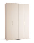 Falttür / Kleiderschrank | Farbe: Beige | 3 Schubladen | 3 Kleiderstangen | 163 x 60 x 240 cm | Griffe: Gold | inkl. LED-Beleuchtung mit Bewegungssenor