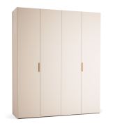 Vouwdeur / kleerkast | kleur: beige | 3 lades | 1 kledingroede | 8 vakken | 203 x 60 x 240 cm | incl. LED-verlichting met sensor | soft-close