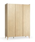 Kledingkast / draaideurkast / kleur: eiken / 3 deuren / incl. LED-verlichting / afmetingen: 140 x 60 x 204 cm / soft-close functie / 2 laden