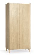 Kledingkast / draaideurkast / 2 deuren / kleur: eiken / 5 vakken / 2 kledingstangen / afmetingen: 94,5 x 60 x 204 cm / incl. LED-verlichting / soft-close