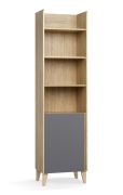 Open kast / Soft-close functie / één deur / kleur: eiken / 5 planken / slank ontwerp / voor kantoor / afmetingen: 54,5 x 38 x 204 cm / 5 planken / ABS randbescherming