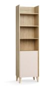 Open kast / één scharnierende deur / kleur: eiken / beige / 5 vakken / smal / soft-close functie / afmetingen: 54,5 x 38 x 204 cm / ABS randbescherming / voor kantoren