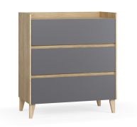 Ladekast / kleur: eiken / grafiet / Soft-Close functie / afmetingen: 94,5 x 48 x 106,5 cm / ABS randbescherming / 3 lades / voor in huis / minimalistisch