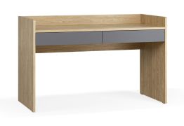 Bureau / 2 ruime lades / functioneel ontwerp / kleur: eiken / grafiet / soft-close functie / afmetingen: 137 x 60 x 86,5 cm / ruim tafelblad