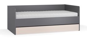 logeerbed / gastenbed met lade / kleur: grafiet / beige / inclusief opklapbare lattenbodem / dagbed / matrasbodem: 90 x 200 cm / ABS randbescherming