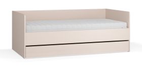 Dagbed / bed met lade / kleur: beige / incl. opklapbare lattenbodem / ligvlak: 90 x 200 cm / bergruimte voor beddengoed / logeerbed