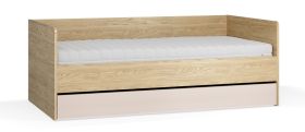 Gastenbed / logeerbed met extra slaapplaats / kleur: eiken / beige / incl. opklapbare lattenbodem / ligvlak: 90 x 200 cm / bedlade