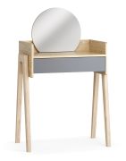 Make-up tafel / kaptafel met spiegel / kleur: eiken / grafiet / soft-close functie / één lade / ideale plek voor cosmetica / LED-verlichting / afmetingen: 69,5 x 42 x 114 cm