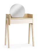 Make-up tafel / kaptafel met spiegel / kleur: eiken / beige / afmetingen: 69,5 x 42 x 114 cm / één lade / LED-verlichting / soft-close functie / ideale plek voor cosmetica