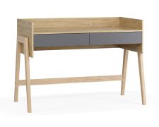 Bureau / ABS randen / kleur: eiken / grafiet / twee ruime lades / afmetingen: 121 x 60 x 86 cm / soft-close functie / in hoogte verstelbaar