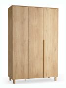 Kledingkast / kleur: eiken / 3 deuren / geïntegreerde LED verlichting / Soft-Close functie / 153 x 60 x 235 cm / 3 laden / 1 kledingstang / 7 vakken