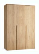 Kledingkast 3-deurs / kleur: eiken / geïntegreerde LED verlichting / Soft-Close functie / 153 x 60 x 223 cm / 3 laden / 1 kledingstang / 7 vakken