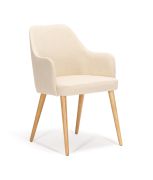 Eetkamerstoel / Kleur: Beige / Eik / Gestoffeerd / Hoogwaardige afwerking / Afmetingen: 54 x 58 x 85 cm / Poten: Beukenhout / Comfort & stijl