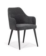 Eetkamerstoel / gestoffeerd / kleur: antraciet / zwart / hoogwaardige afwerking / afmetingen: 54 x 58 x 85 cm / poten: Beukenhout / Comfort & stijl
