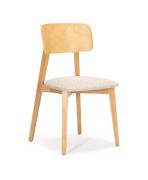 Eetkamerstoel / gestoffeerde zitting / kleur: eiken / beige / bouclé structuur / onderhoudsvriendelijk / huisdiervriendelijk / afmetingen: 47 x 50 x 80 cm / hoogwaardige stof