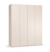 Falttür / Kleiderschrank | Farbe: Beige | inkl. LED-Beleuchtung mit Bewegungssensor| 2 Schubladen | Griffe: Gold | 185 x 57 x 229,5 cm | drei Kleiderstangen