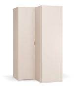 Hoekkast / kleur: beige / 2 draaideuren / 2 kledingstangen / afmetingen: 101,5 x 103,5 x 194 cm / handgrepen: goud / incl. LED-verlichting met bewegingssensor