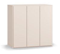 Ladekast / kleur: beige / handgrepen: Wit / drie deuren / 6 vakken / eenvoudig ontwerp / afmetingen: 90 x 47 x 90 cm / soft-close functie / voor in huis