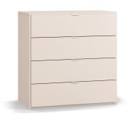 Ladekast / 4 lades / Kleur: Beige / Handgrepen: Wit / LED-verlichting met sensor / Afmetingen: 90 x 47 x 90 cm / Soft-close functie / minimalistisch