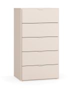 Ladekast / smal / 5 lades / kleur: beige / soft-close functie / afmetingen: 62,5 x 47 x 112 cm / handgrepen: Wit / eenvoudig ontwerp / voor de woonkamer