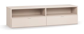 TV-onderkast / twee lades / kleur: beige / twee vakken / soft-close functie / afmetingen: 180 x 47 x 46,5 cm / handgrepen: Wit / voor de woonkamer