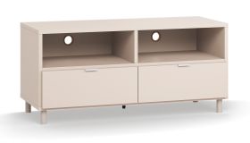 TV-onderkast / kleur: beige / twee lades / afmetingen: 120 x 47 x 55,5 cm / twee kabeldoorvoeringen / soft-close functie / twee vakken