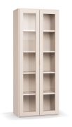Vitrine kast / kleur: beige / 2 deuren met glas / 5 vakken / soft-close functie / afmetingen: 75 x 40 x 185 cm / incl. LED-verlichting / voor in huis