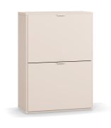 Schoenenkast / twee kanteldeuren / kleur: beige / 6 vakken / handgrepen: Wit / afmetingen: 65 x 32 x 90 cm / ruimte voor meerdere paren schoenen / voor de hal