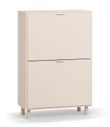 Schoenenkast / twee kanteldeuren / kleur: beige / 6 vakken / afmetingen: 65 x 32 x 99 cm / poten: Beige / ruimte voor meerdere paren schoenen / voor in de hal