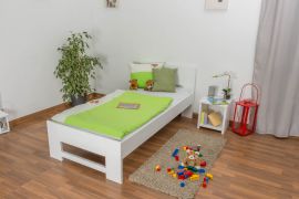 tienerbed / jeugdbed massief beukenhout wit gelakt 111, incl. lattenbodem - afmetingen 90 x 200 cm