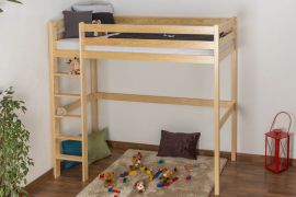 kinderbed/Hoog bed massief grenenhout, naturel 120 - afmetingen 90 x 200 cm