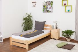 Eenpersoonsbed / logeerbed massief grenenhout naturel A7, incl. lattenbodem - afmetingen: 90 x 200 cm